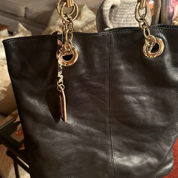 Cynthia Rowley Black Leather Bag with Gold Accent - Picture 1 of 2
